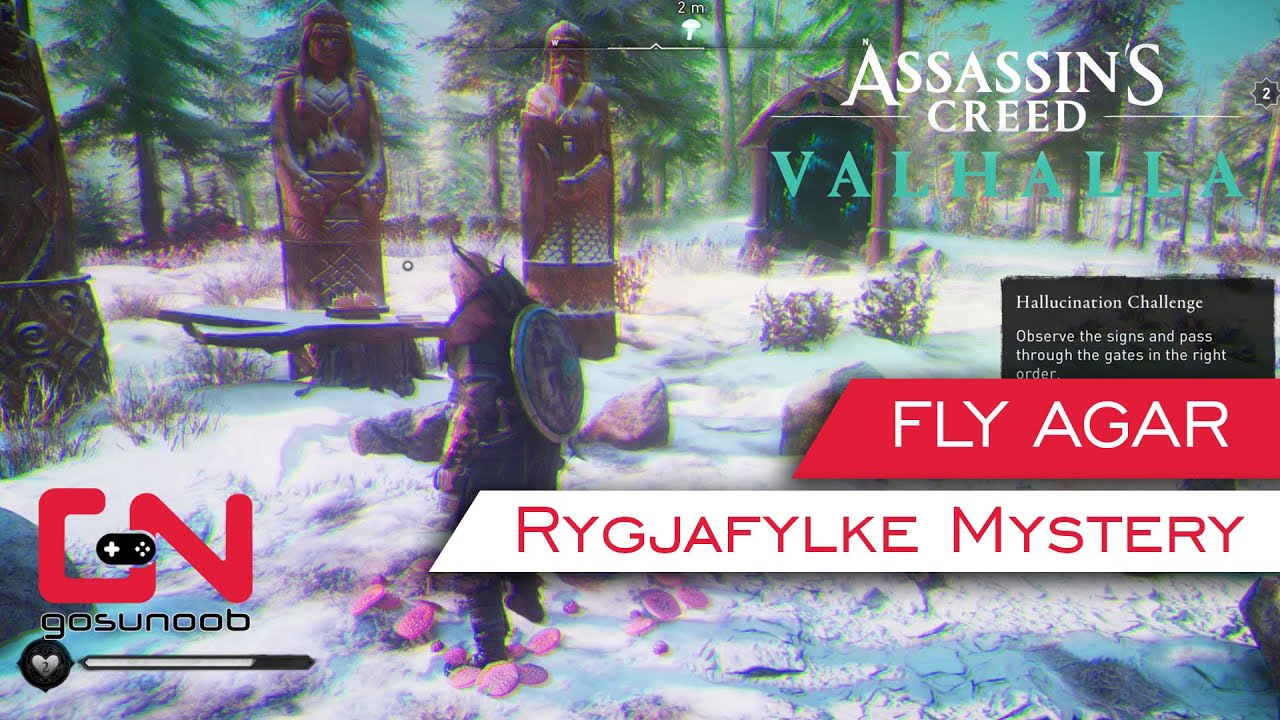 AC Valhalla Hallucination Challenge - Fly Agar Rygjafylke Mystery Pass Through Gates in Right Order