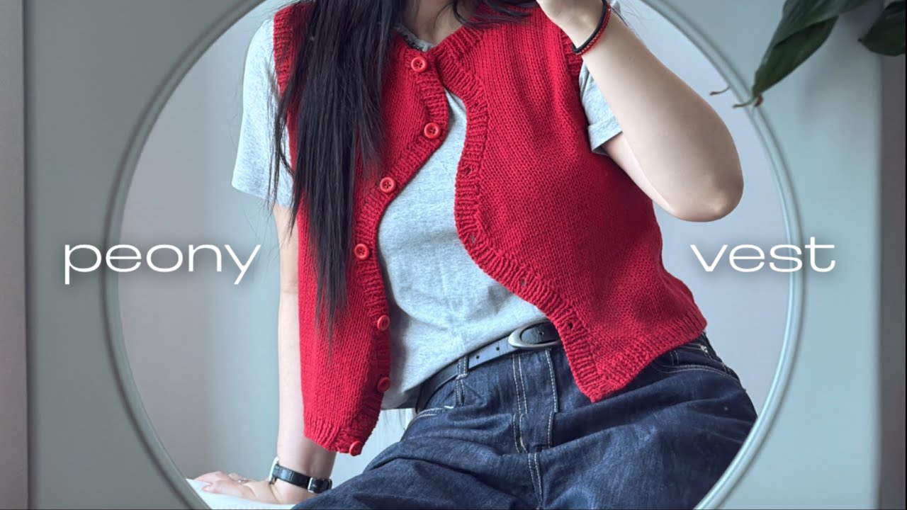Red Flavor! 🍓 peony vest | Kntting Vlog (sub)
