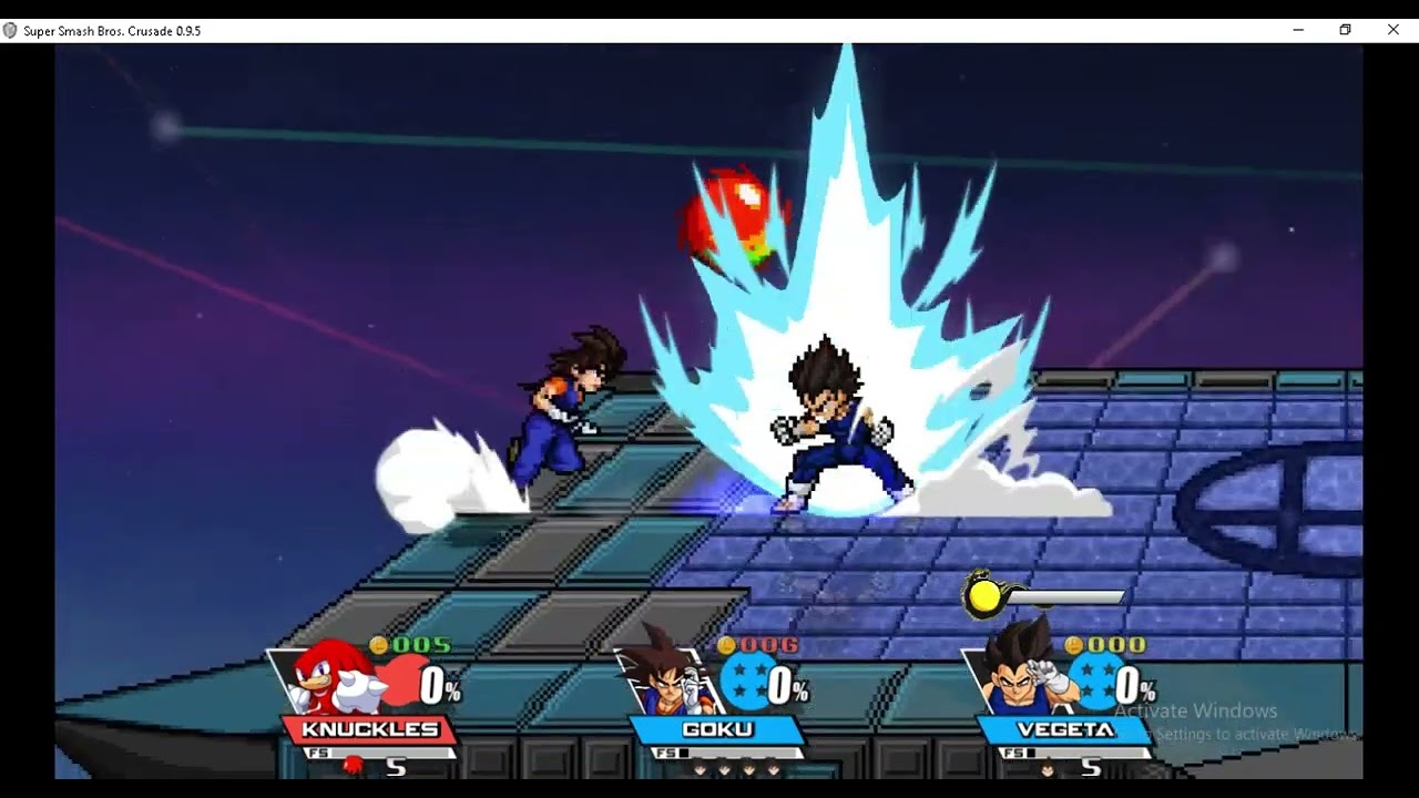 Knuckles vs Goku and Vegeta in Super Smash Bros Crusade