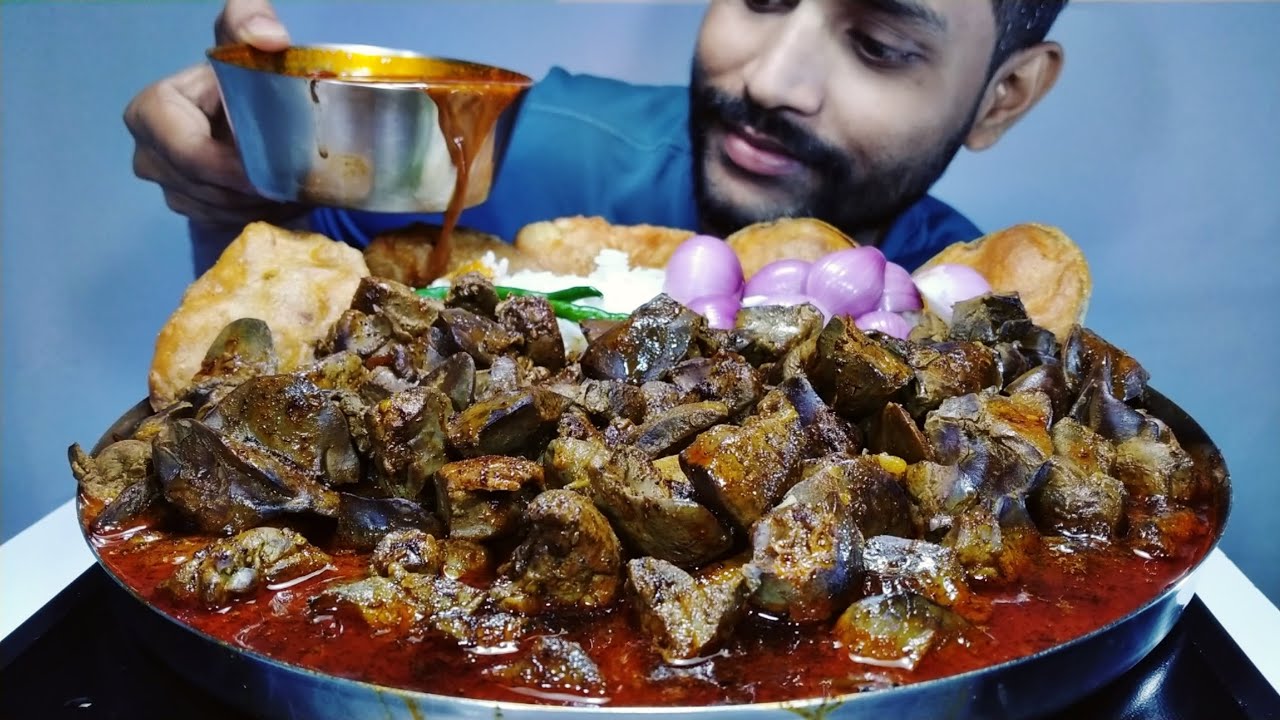 Sizzling 🥵 Food - 2 Kg 😱 Mutton Liver Curry, Mutton Gurda Kalija, Bakra & Goat Ka Liver Rice Eating
