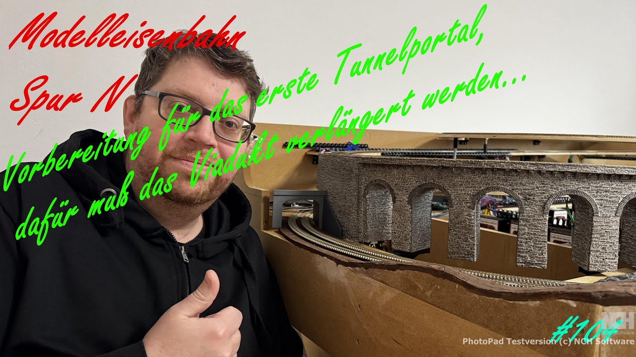 Modelleisenbahn Spur N das Viadukt wird verlängert und der Anlagenabschluss nimmt Form an MoBA 1:160