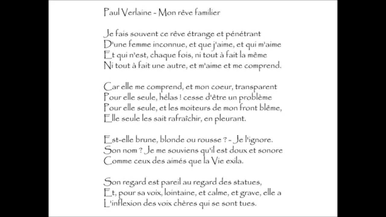 Verlaine (Paul) : MON R&Ecirc;VE FAMILIER - Je fais souvent ce r&ecirc;ve &eacute;trange et p&eacute;n&eacute;trant