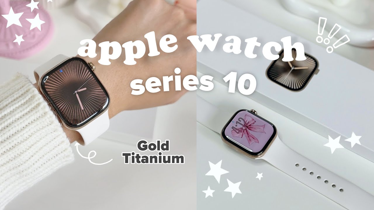 unboxing Apple Watch Series 10 (gold titanium)  aesthetic unboxing ⌚️🎀✨ Light Blush Sport Band