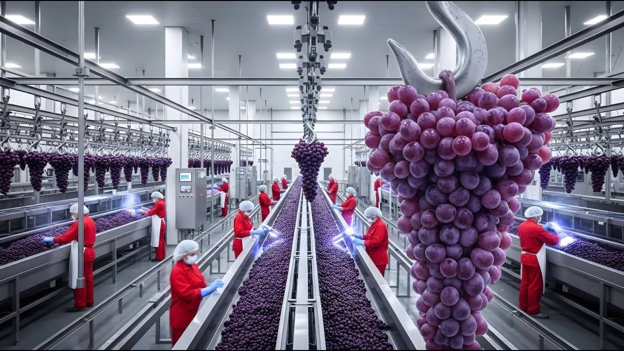 Inside a Grape Processing Line (Full Process): From Harvest Bins to Raisin Production