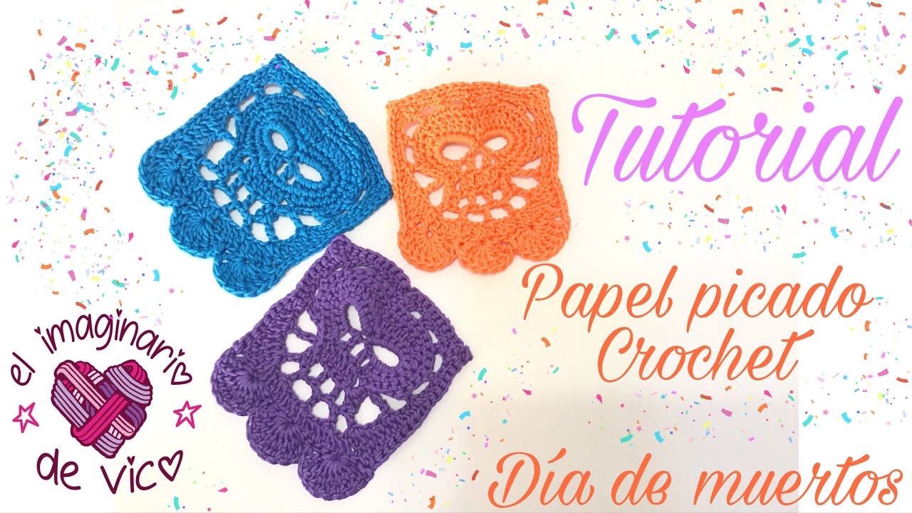 Papel picado crochet día de de muertos