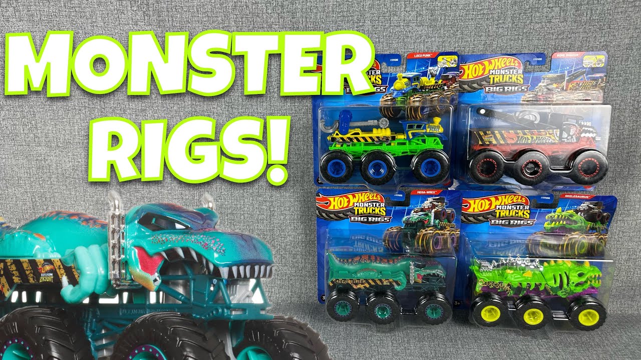 HOT WHEELS MONSTER TRUCKS BIG RIGS OPENING AND REVIEW!