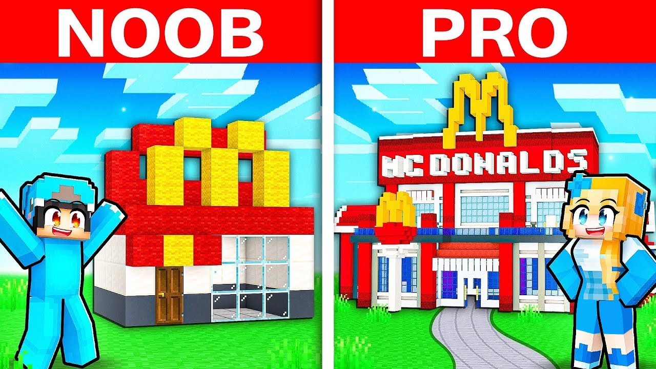 NOOB vs PRO: MODERN MCDONALDS HOUSE BUILD CHALLENGE in Minecraft!