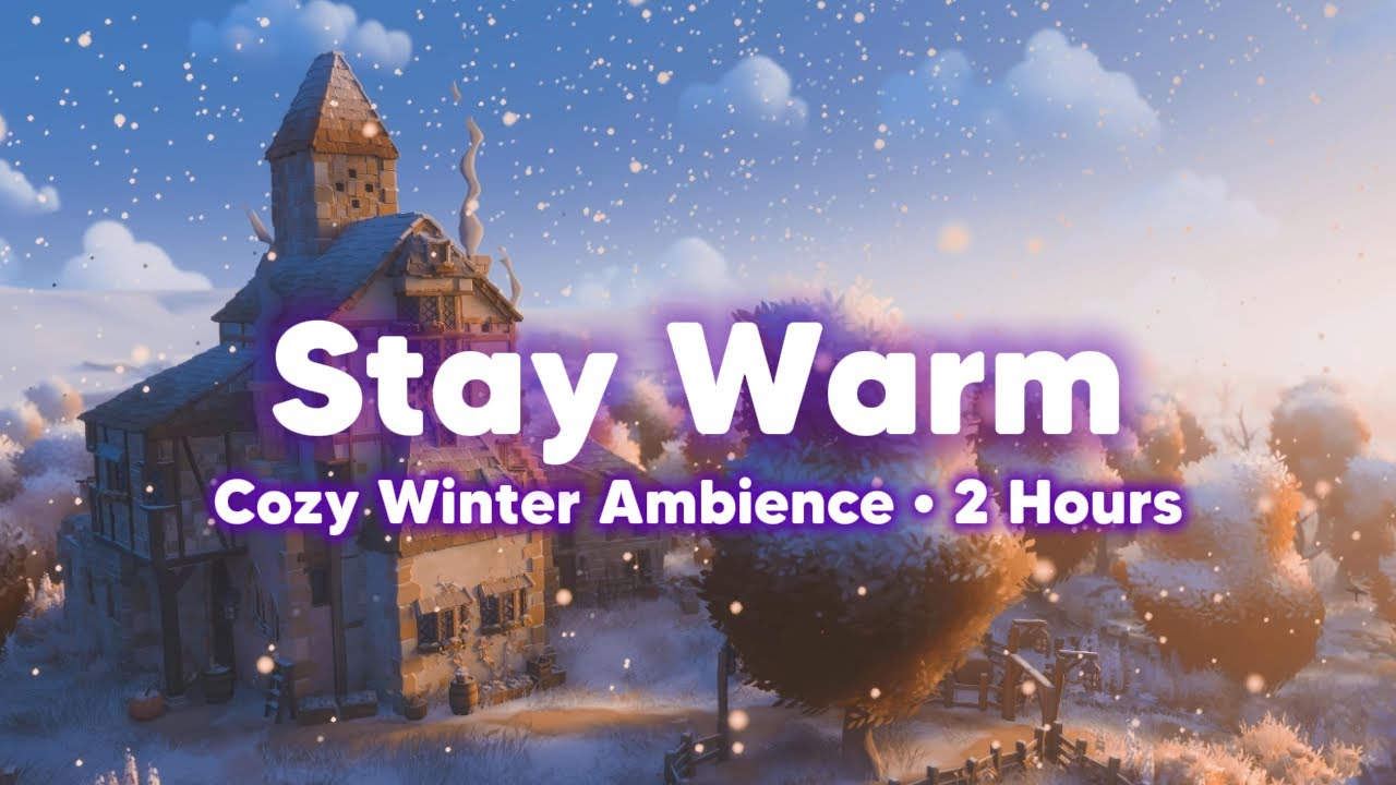 Cozy Winter Cottage Ambience with Day to Night Cycle | Gentle Snowfall (2 Hours)