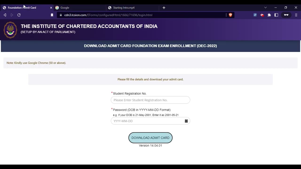 CA Foundation Admit Card 2022 (Out) - Download ICAI December 2022 Hall Ticket