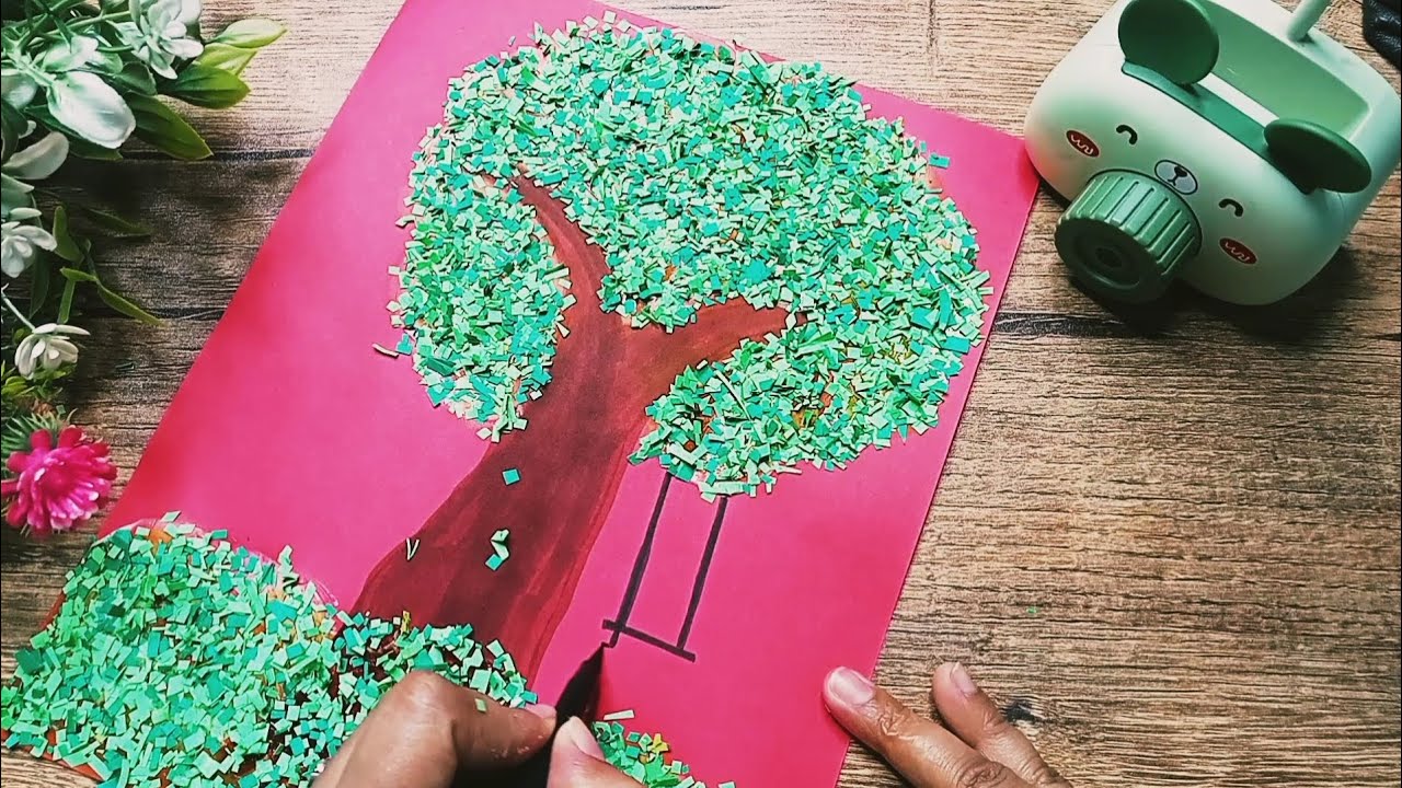 Beutiful paper tree craft #art #posterart #drawing
