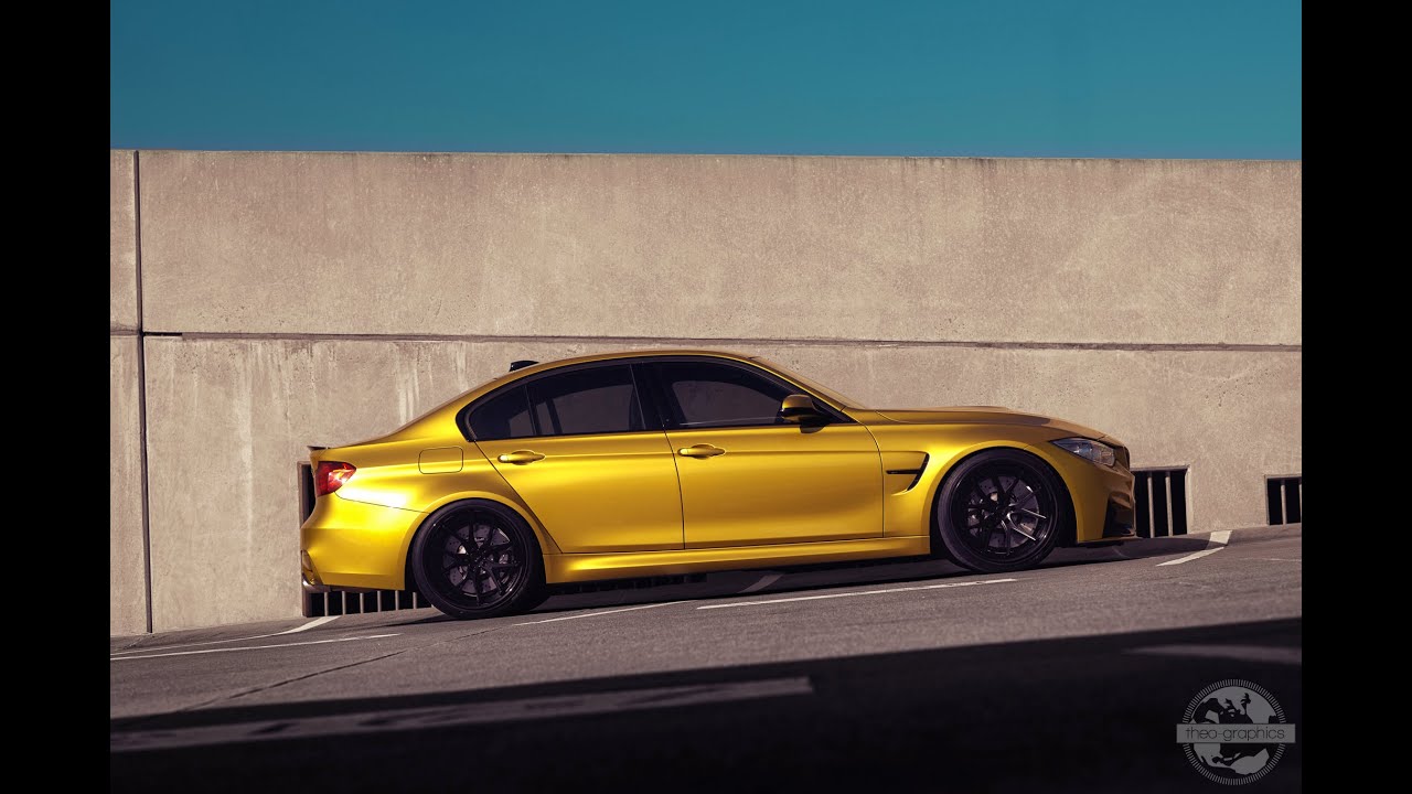 BMW M3 in Austin Yellow shot for Ferrada Wheels. Theo-Graphics