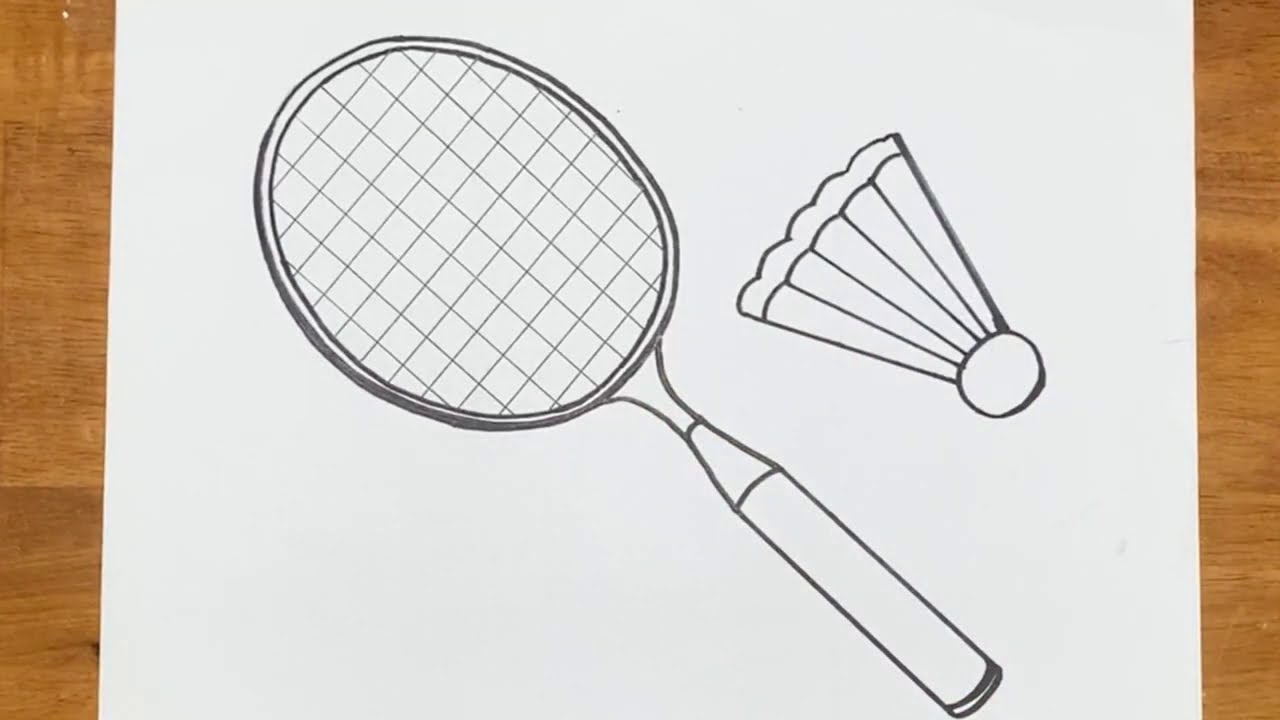 badminton & shuttlecock racket drawing for kids step by step | @GNSKWorld