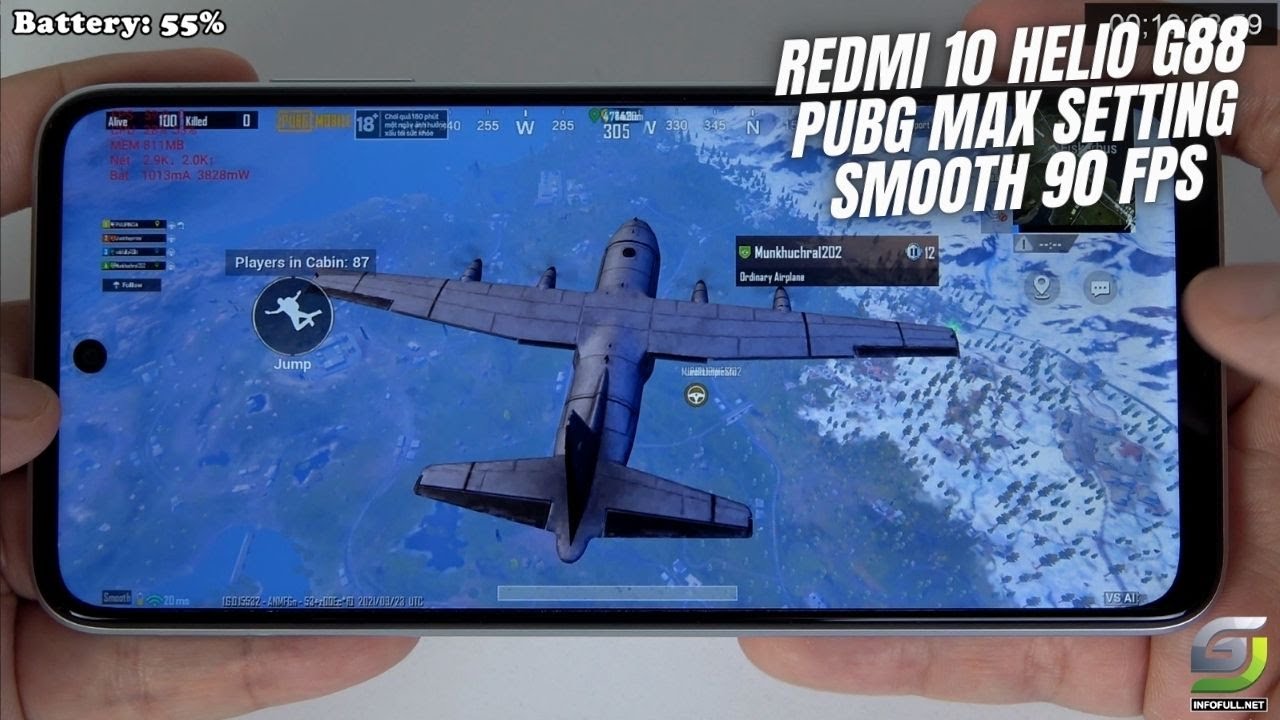 Xiaomi Redmi 10 test game PUBG Max Setting Smooth 90 FPS