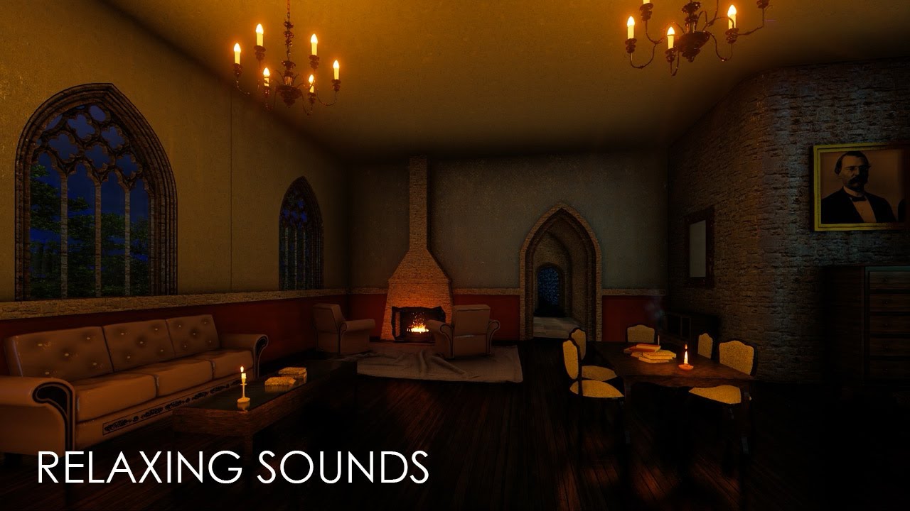 🎧 Relaxing fireplace sound for sleeping, studying, meditation - Hogwarts like living room | Ambience