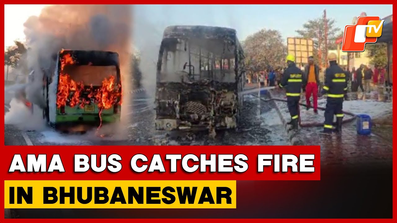 Ama Bus Catches Fire Near Kalinga Studio Square, Passengers Escape Unhurt