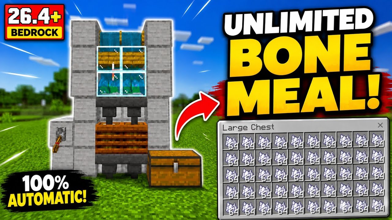 Unlimited Bone Meal Farm! Minecraft Bedrock 26.4