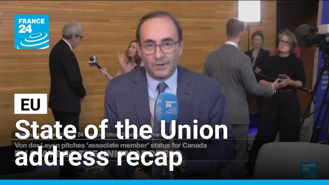 Von der Leyen gives state of the EU speech with Mark Carney in the room and AI on the agenda