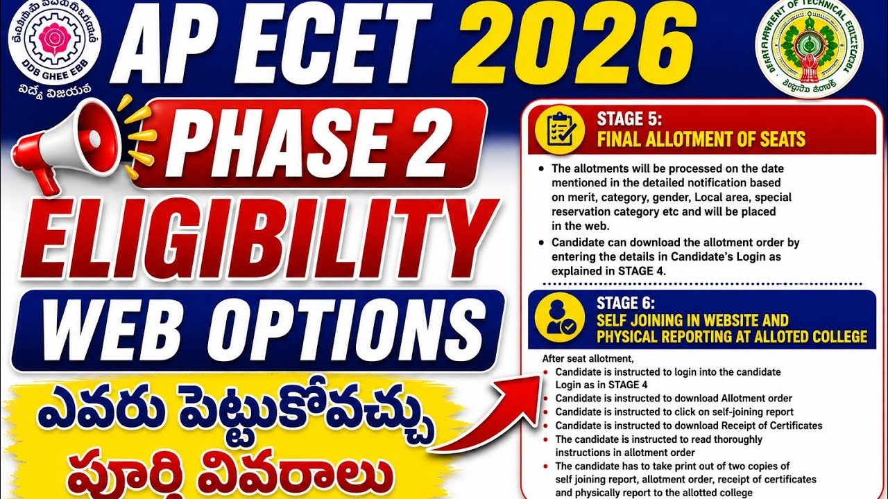 AP ECET 2026 PHASE 2 ELIGIBILITY | AP ECET PHASE 2 WEB OPTIONS ELIGIBILITY