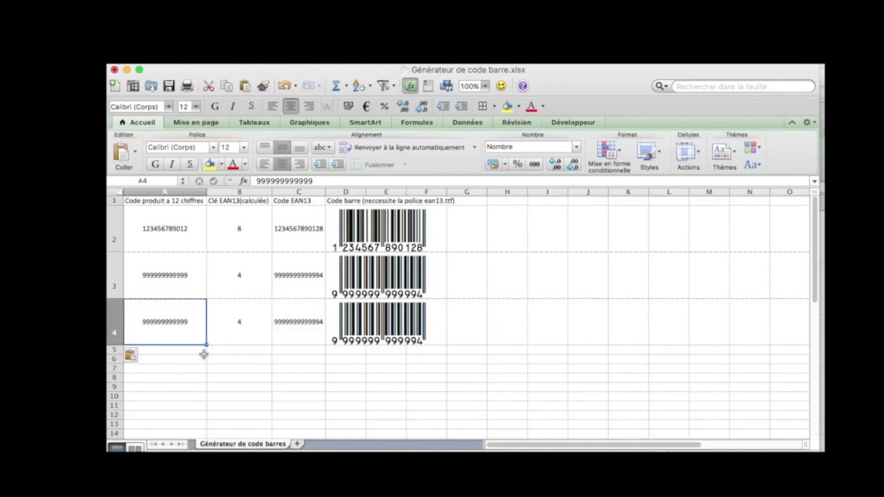 How to make EAN13 Barcode in Excel - ONLY FORMULA - NO MACRO - NO VBA