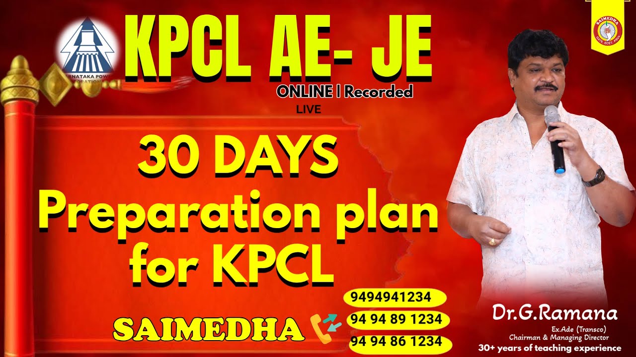 KPCL Exam 2025 | 30 Days Study Plan | Complete Syllabus & Preparation Guide BY RAMANA SIR | SAIMEDHA