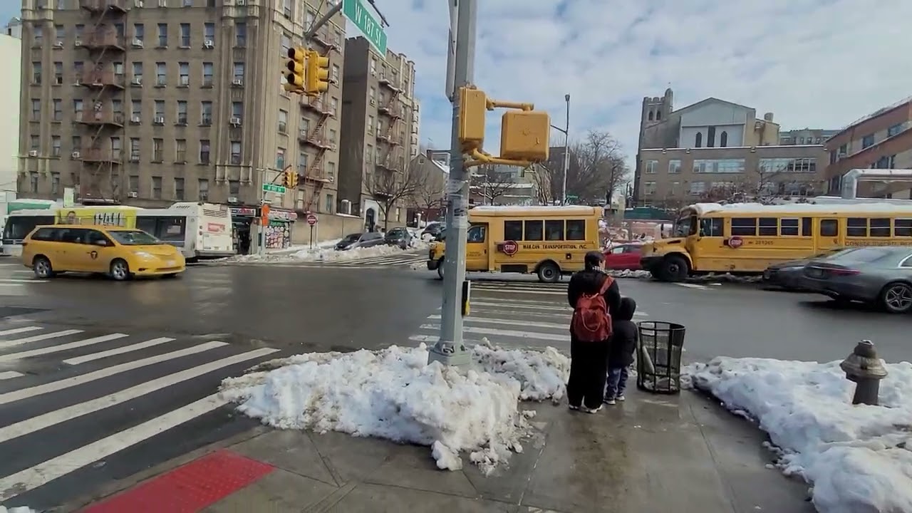 Walking in Washington Heights NYC snow in 2026.