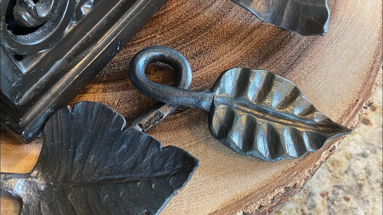 Blacksmith hand forged decorative leaf from a RR spike, DIY tutorial