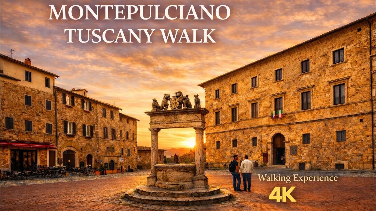 Walking Montepulciano, Tuscany 🇮🇹 | Piazza Grande & Twilight Square | 4K Walking Tour
