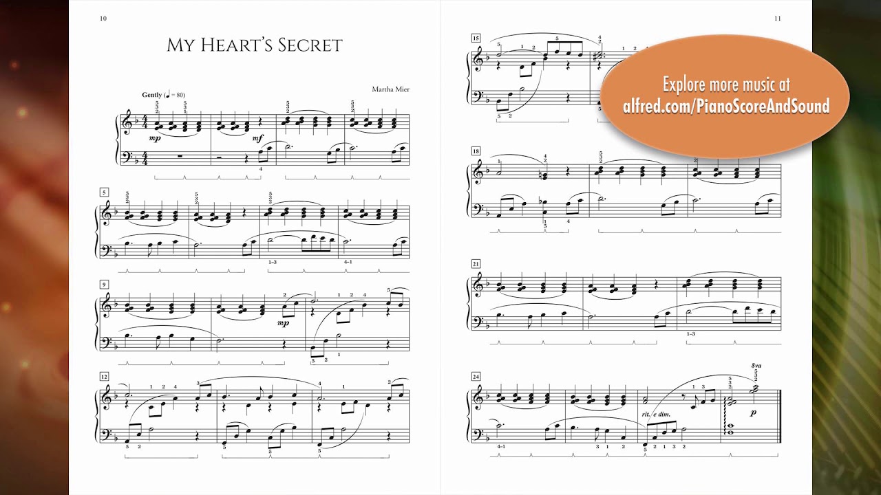 My Heart's Secret, by Martha Mier - Score & Sound, Piano