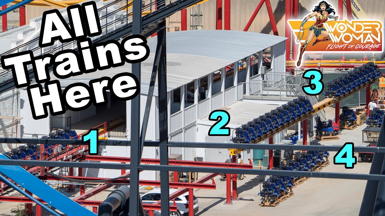 ALL TRAINS HERE | Wonder Woman CONSTRUCTION | Six Flags Magic Mountain