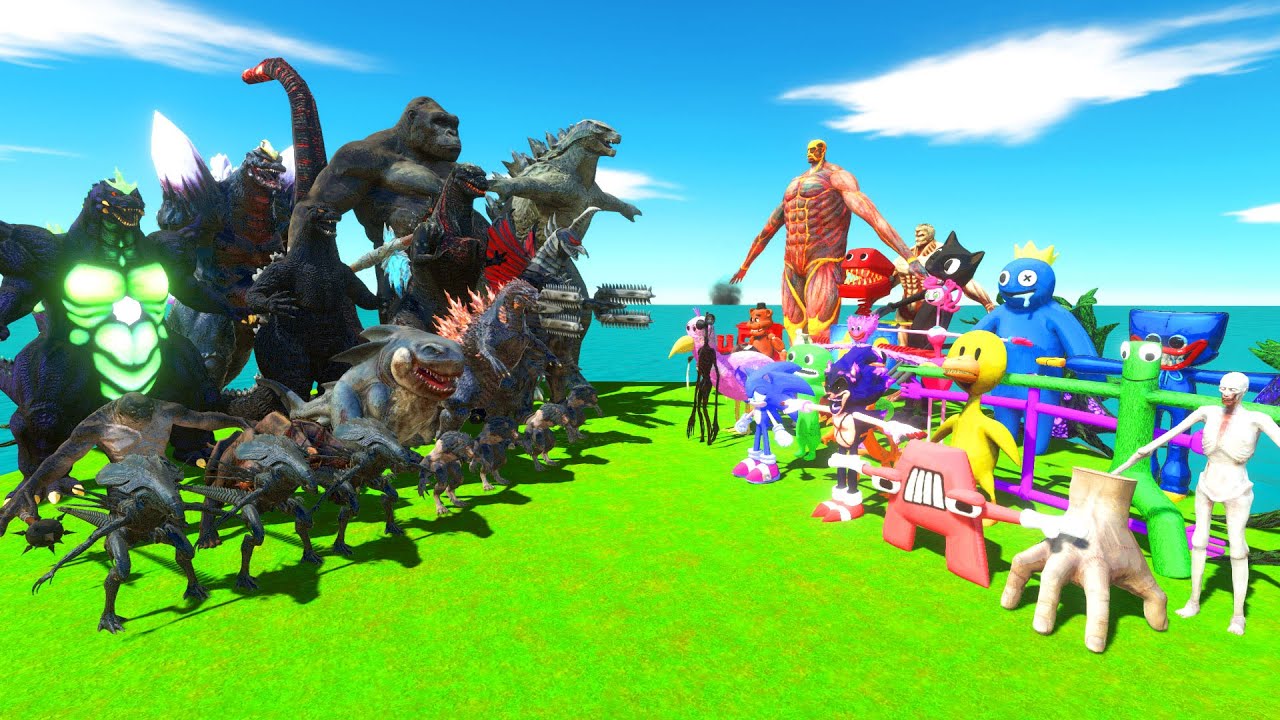 Godzilla x Kong - Team Dark Godzilla 2014 x Kong VS Team Rainbow Friend + All Creepy Monster