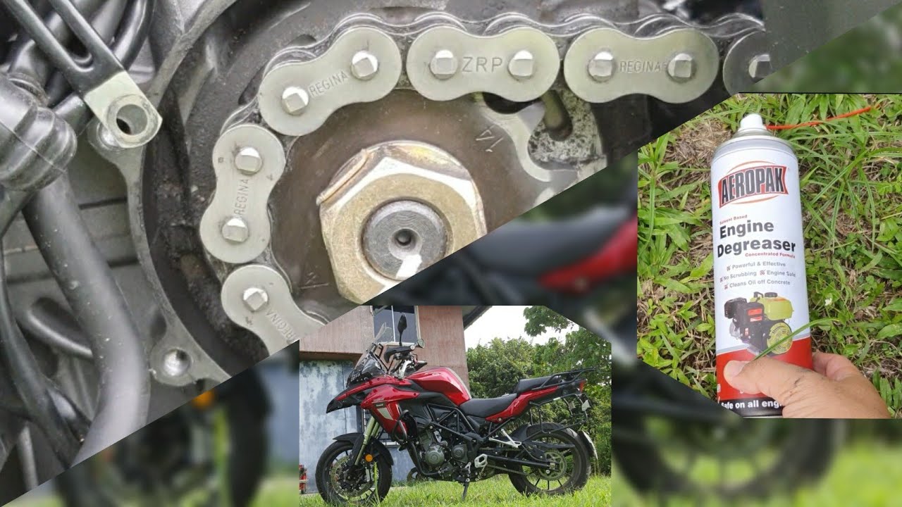 Benelli TRK502: Using rear paddock stand by yourself and chain cleaning..