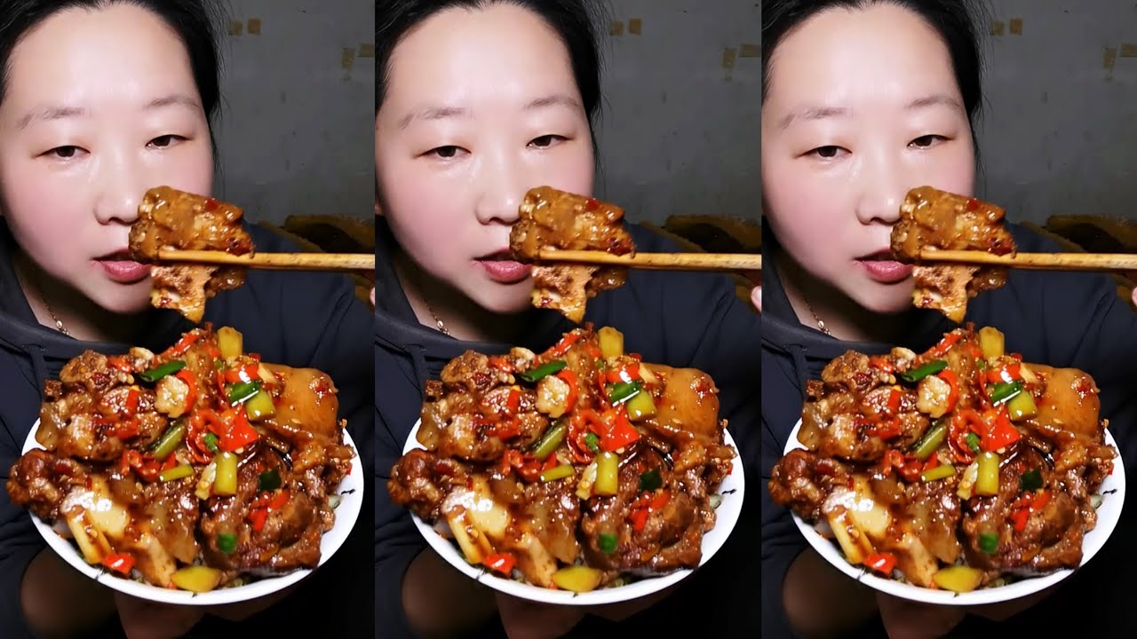 Home-Style Chinese food spicy pork fried with chili | asmr mukbang 😋 #asmr #eating