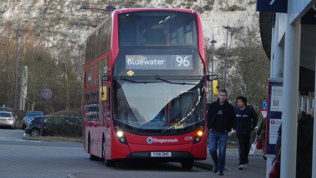 FULL ROUTE VISUAL | Stagecoach London Route 96 Bluewater Bus Station To Woolwich | 12391 (YX16OHG)