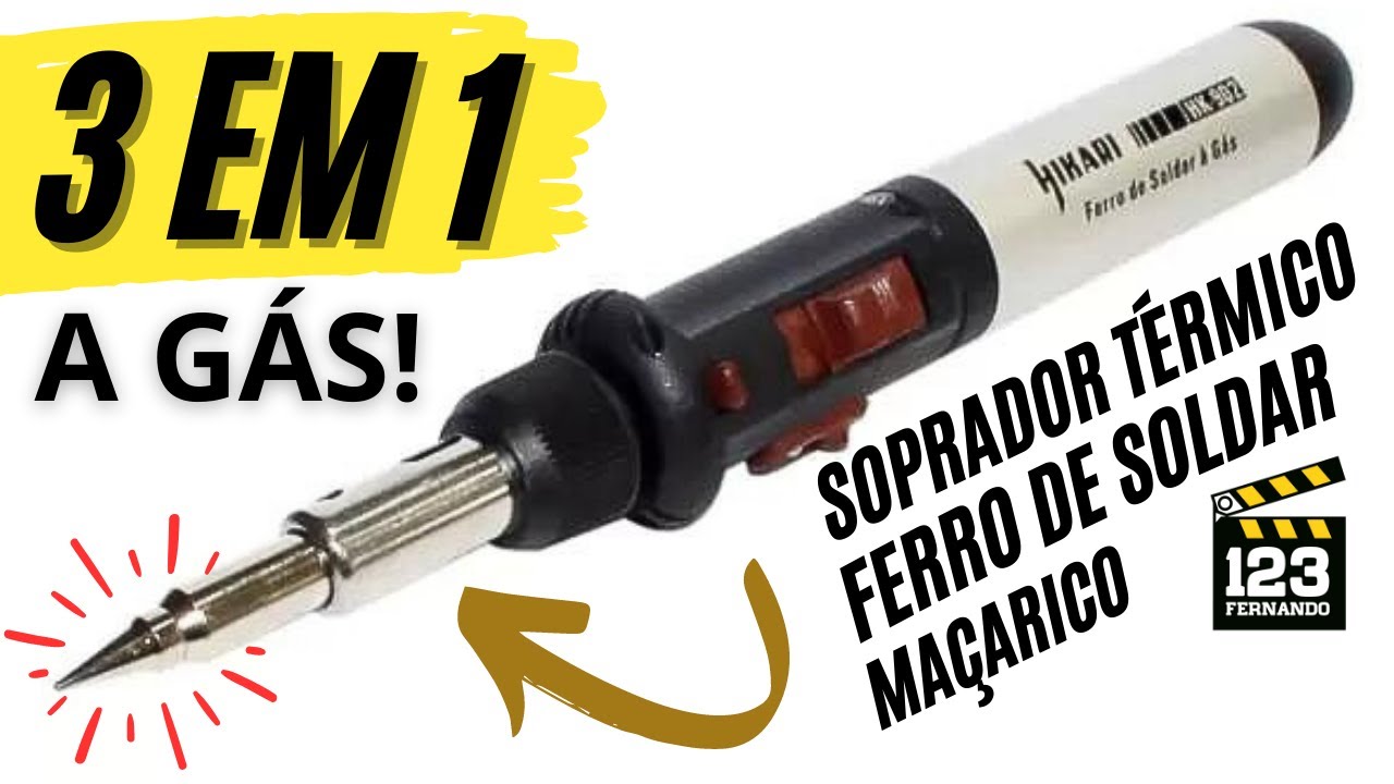 FERRO DE SOLDAR, MAÇARICO E SOPRADOR TÉRMICO A GÁS HIKARI HK-902 PERFEITO PARA ELETRÔNICA E ELÉTRICA