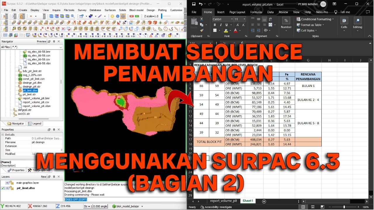 Membuat Sequence penambangan Menggunakan Surpac 6.3 Part 1 ( bagian 2 )#videotutorial #education