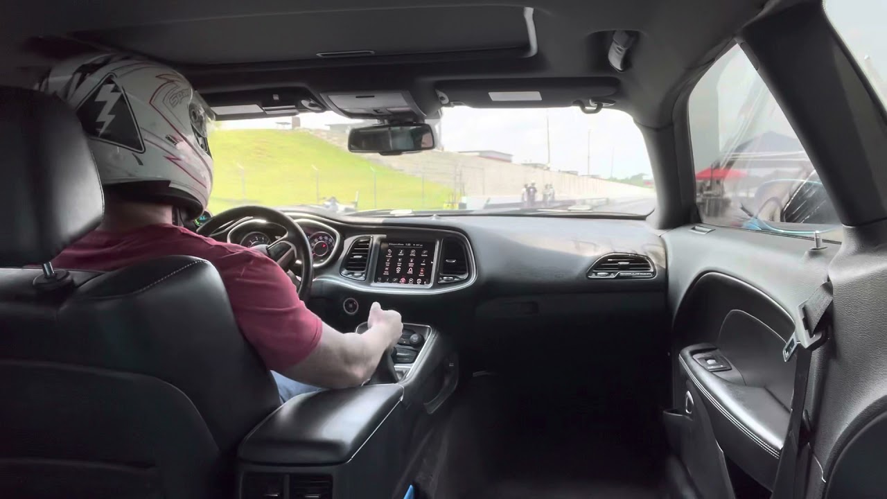 Manual challenger scat pack drag racing inside view shifting gears