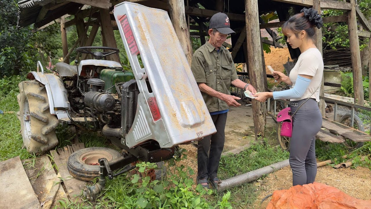 Starting the DT-14 diesel tractor 4 cylinders after 20 years of abandonment. Can the girl restore it