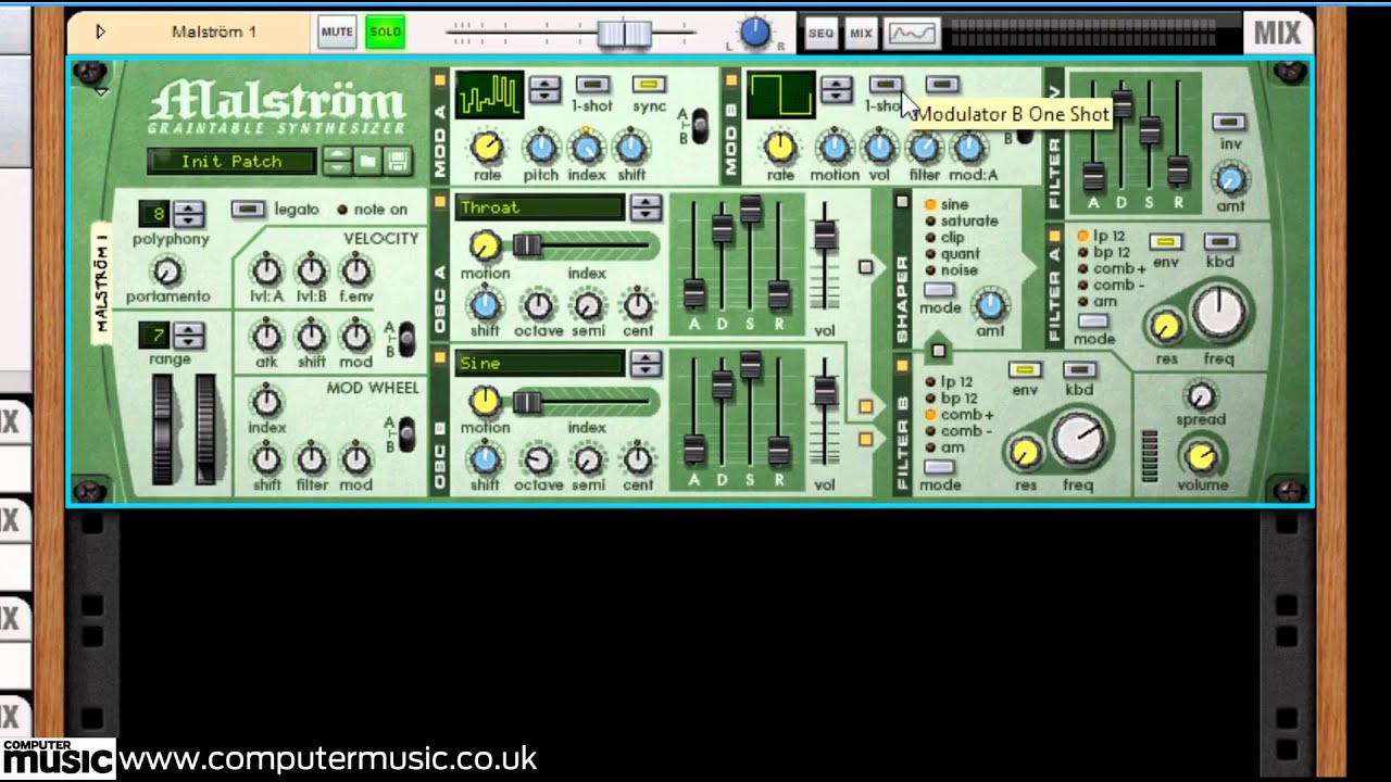 Making a throaty vowel bass in Reason's Malström synth