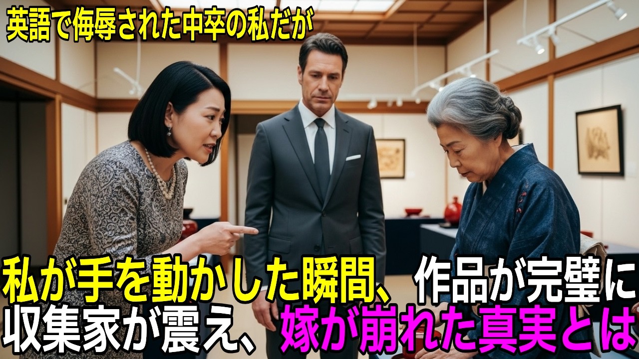 嫁「中卒が英語?恥ずかしいw」→私が修復した作品を見た瞬間、世界的収集家が「あなたが…あの伝説の?」と絶句【感動する話】