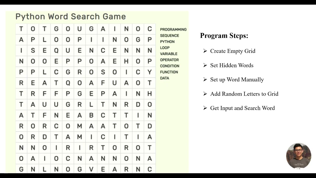 Word Search Puzzle Game Using Python