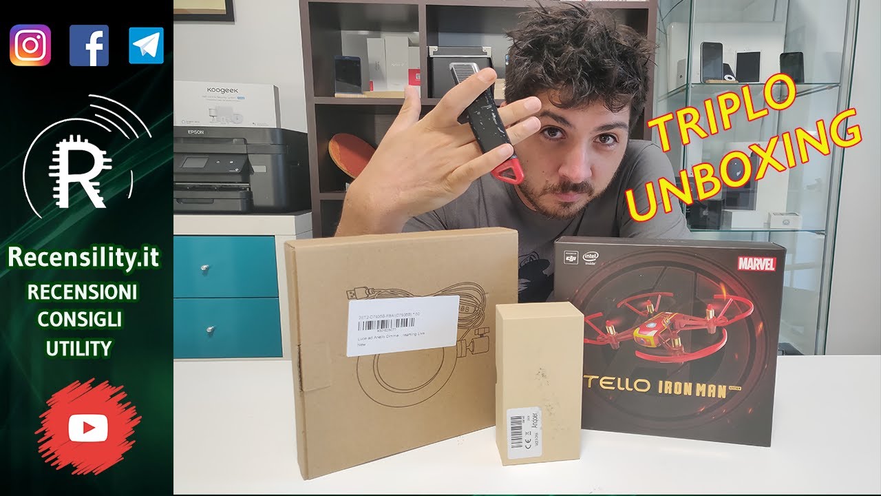 Triplo unboxing: dji Tello IronMan edition, microfono e Led Andoer