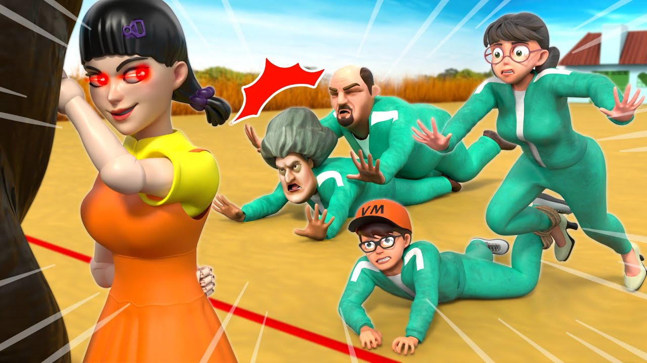 Squid Game vs Scary Teacher 3D | Three-Legged Race Green Light Red Light Challenge Level Max