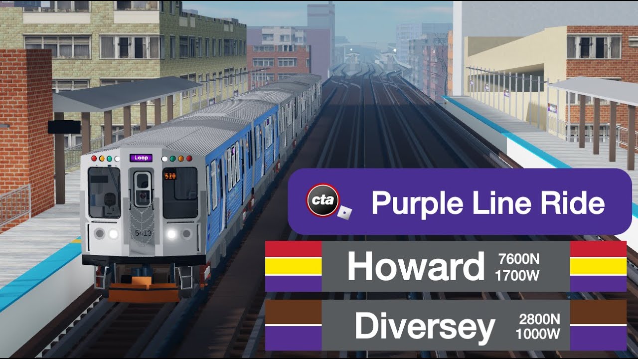 Purple Line Express Ride! Howard to Diversey (CTA 'L' Red Line Simulator ROBLOX)