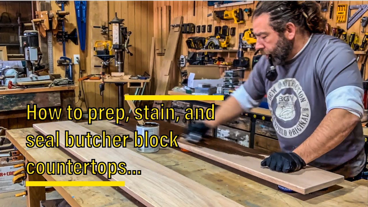 How To: Prep, Stain, & Seal Butcher Block Countertops w/ Under-Mounted Sink