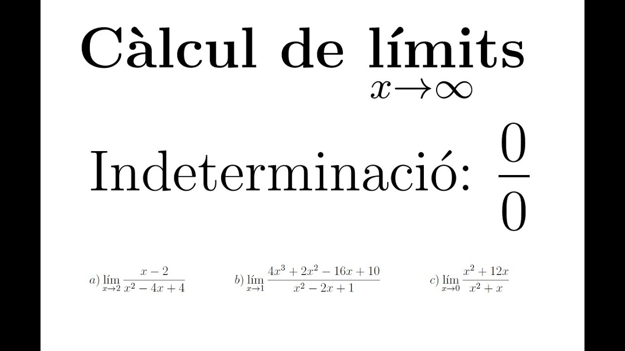 Càlcul de límits: Indeterminació 0/0 - Part 1