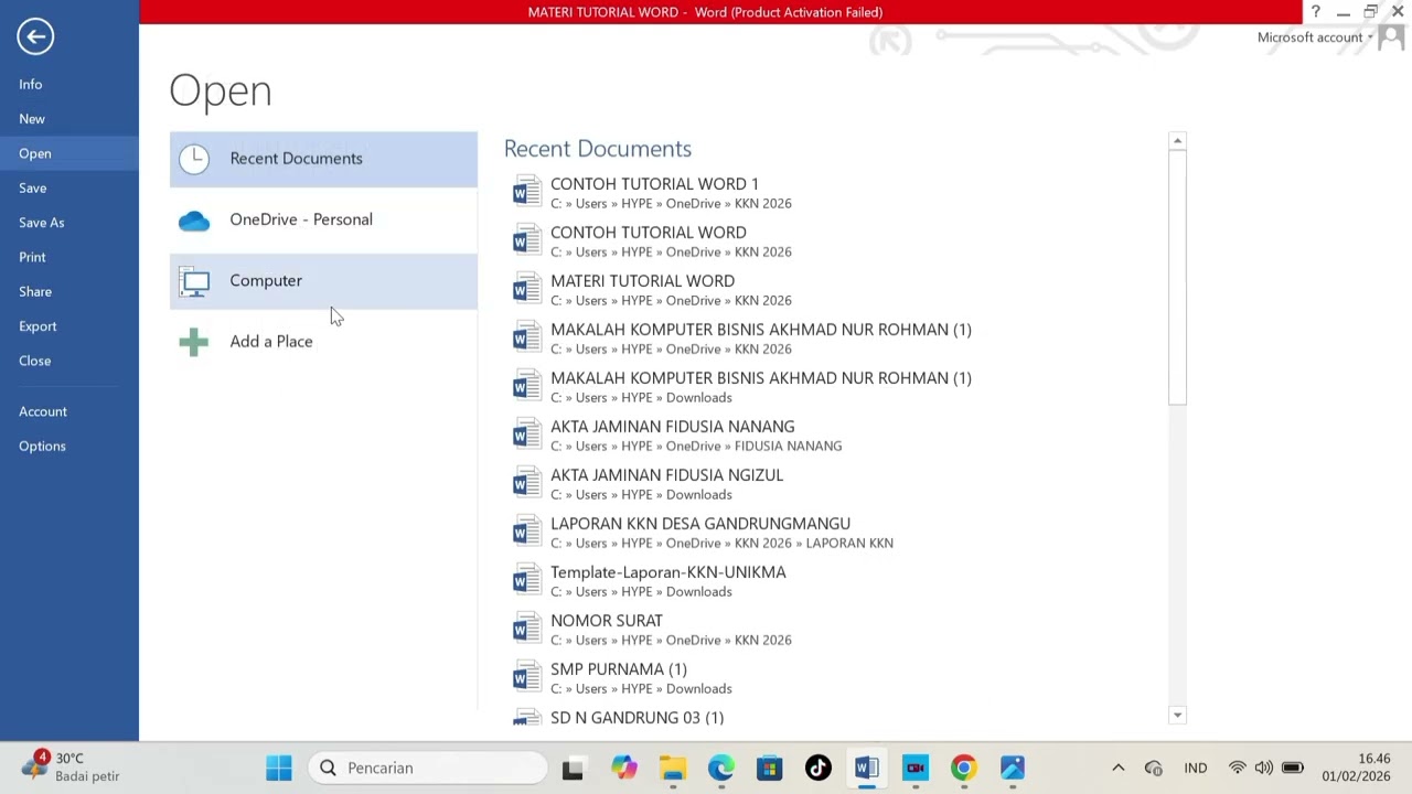 TUTORIAL DASAR MS WORD DAN SHORTCUT | KKN DESA GANDRUNGMANGU | UNIVERSITAS KOMPUTAMA #tutorial
