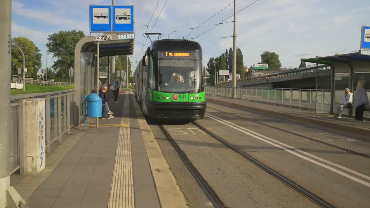 Poland, Szczecin, tram 7 ride from SKM Port Centralny to Poniatowskiego