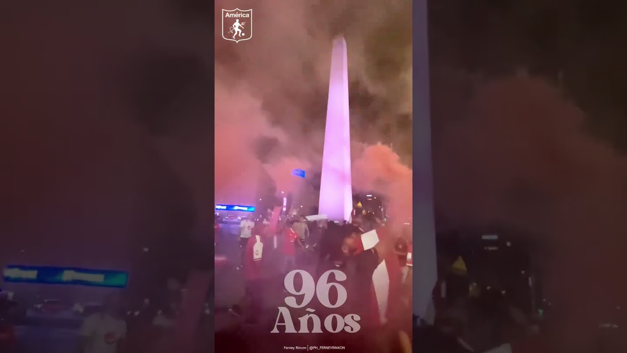 Cumpleaños #96 AMERICA DE CALI. En el obelisco Argentina