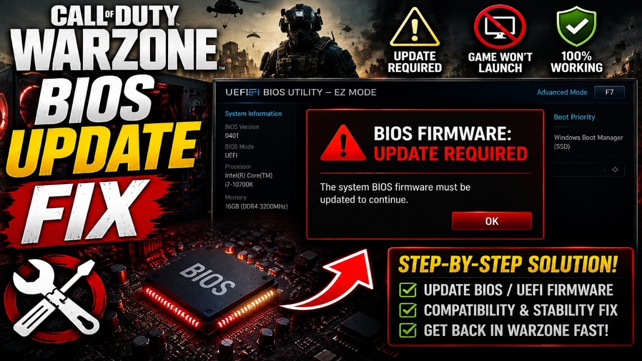 FIX CALL OF DUTY WARZONE BIOS FIRMWARE: UPDATE REQUIRED | Bios Firmware Update Required CoD