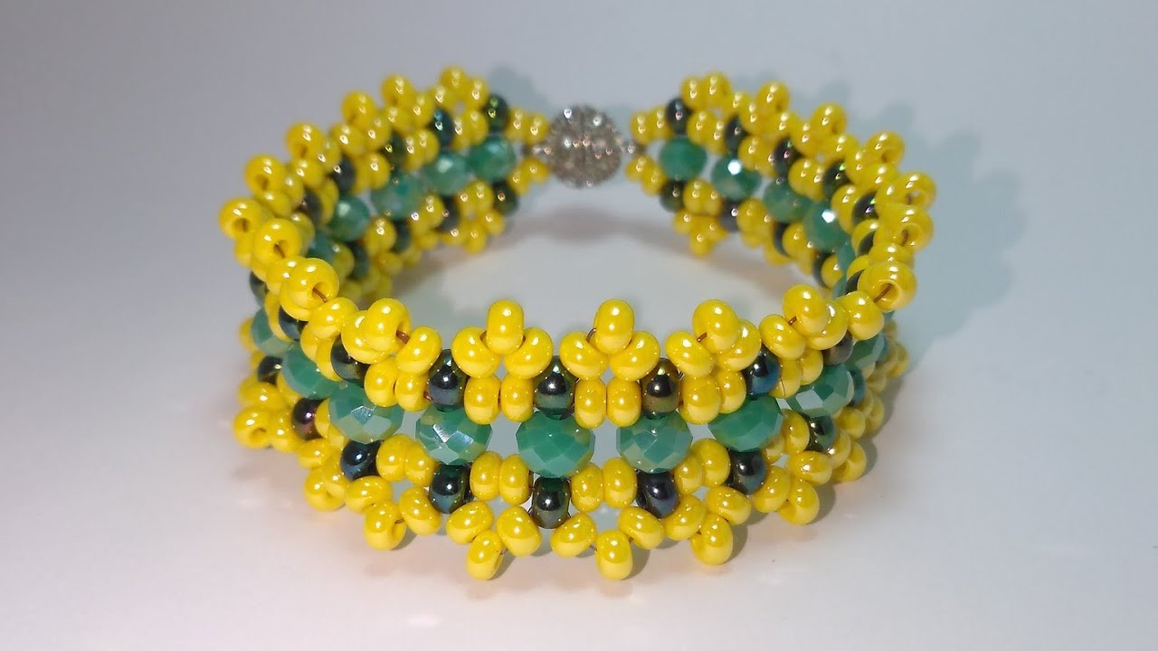 Preciosa boncuğu ile bileklik yapımı / Браслет из кристалей и бисера Preciosa /Beaded bracelet /